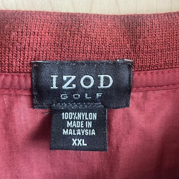 Vintage Izod Golf Mens XL X Large Maroon Windbreaker Pullover V-Neck Nylon - Picture 3 of 6